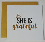 SHE IS Grateful Greeting Card